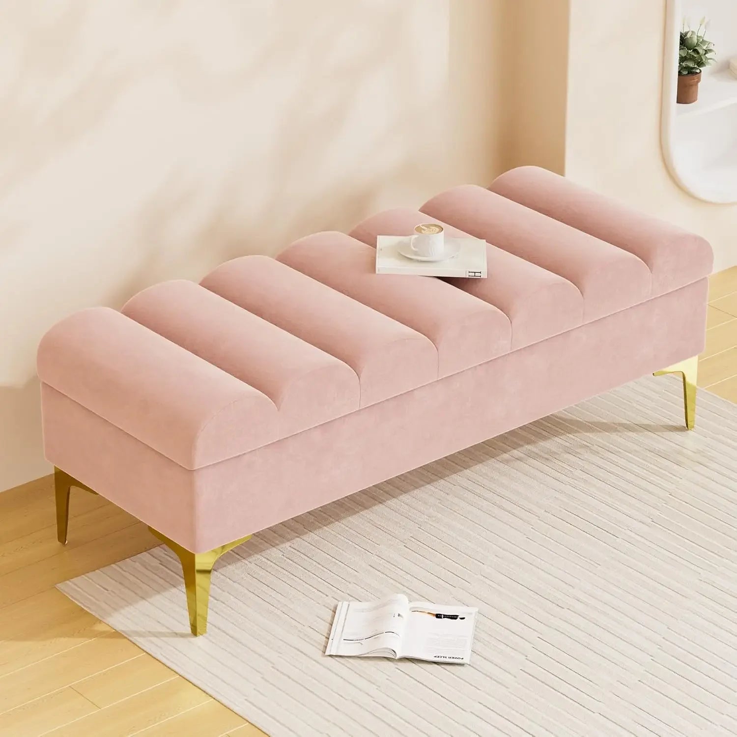 Storage Ottoman Bench for Bedroom with 420lbs Seating