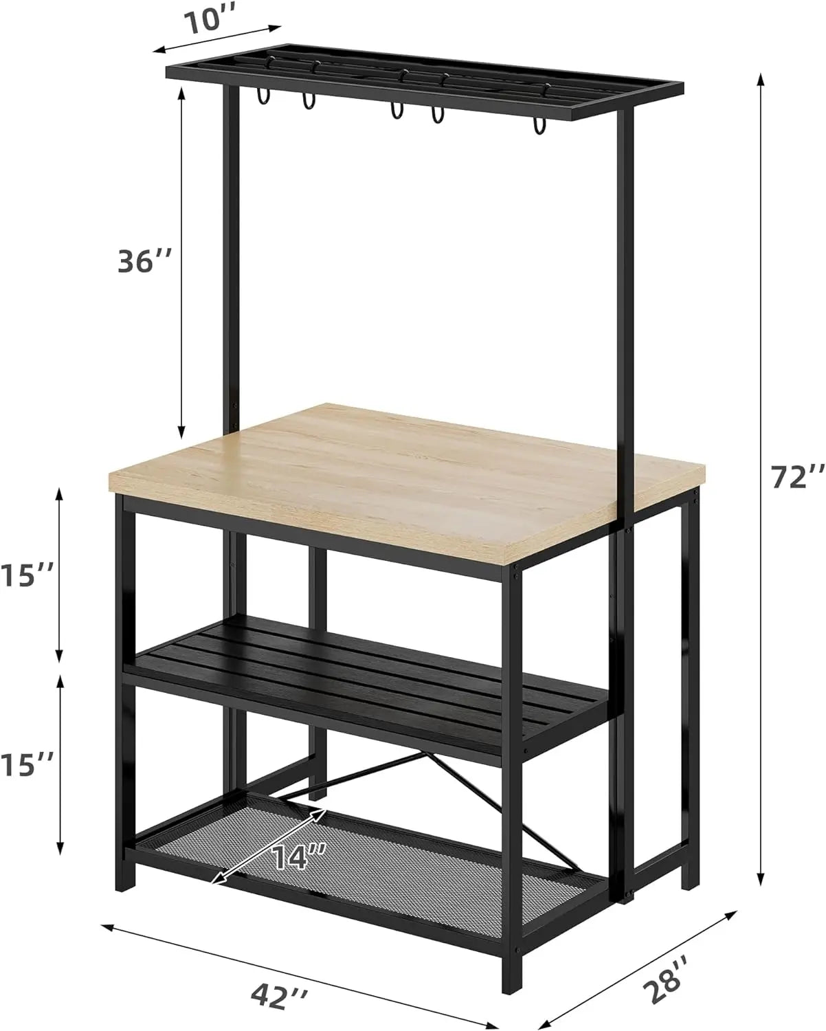 Kitchen Island with Storage ,3 Tier Microwave Stand Oven Shelf Bar Table