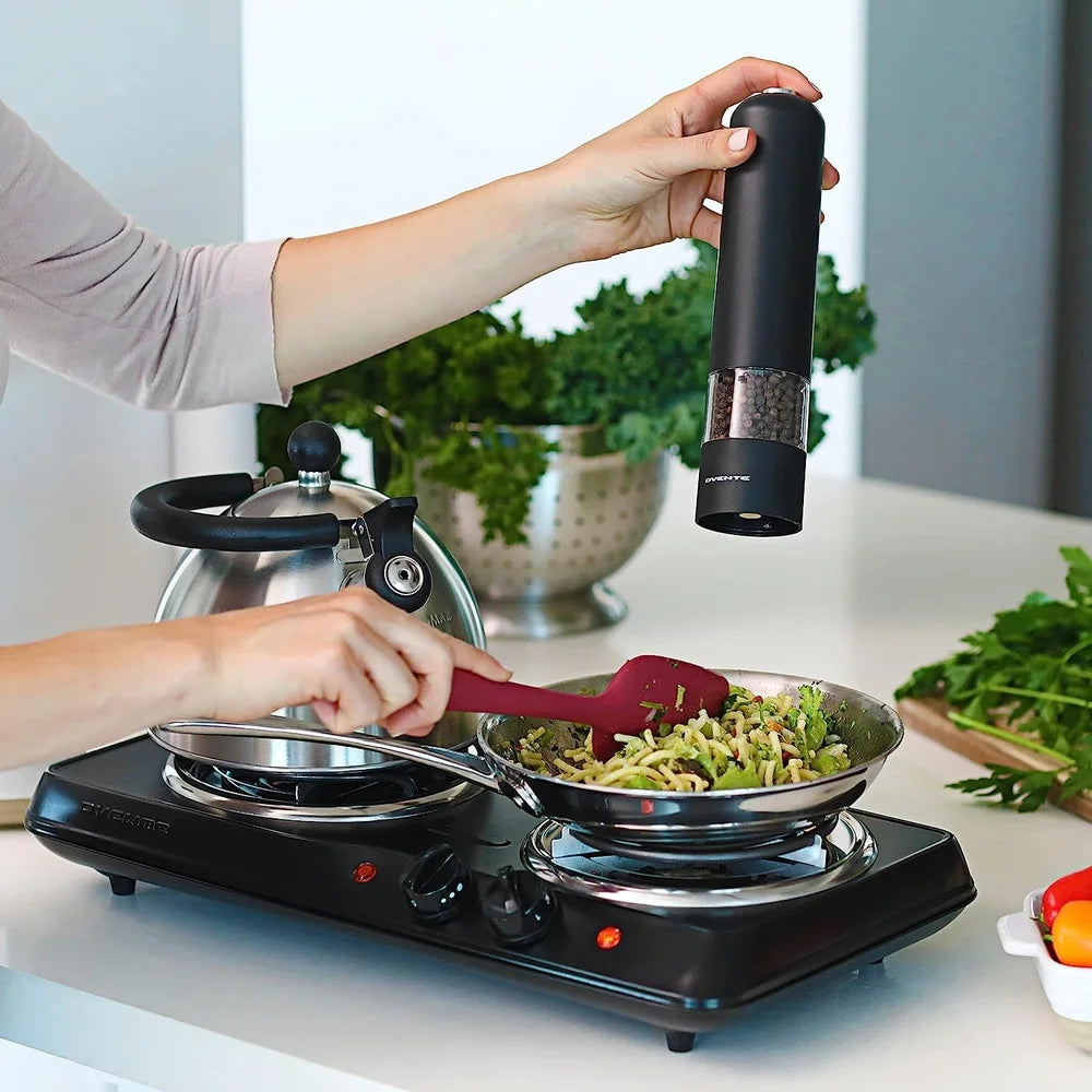 1700W Electric Double Burner Cooktop with Stainless Steel Coil Hot Plates