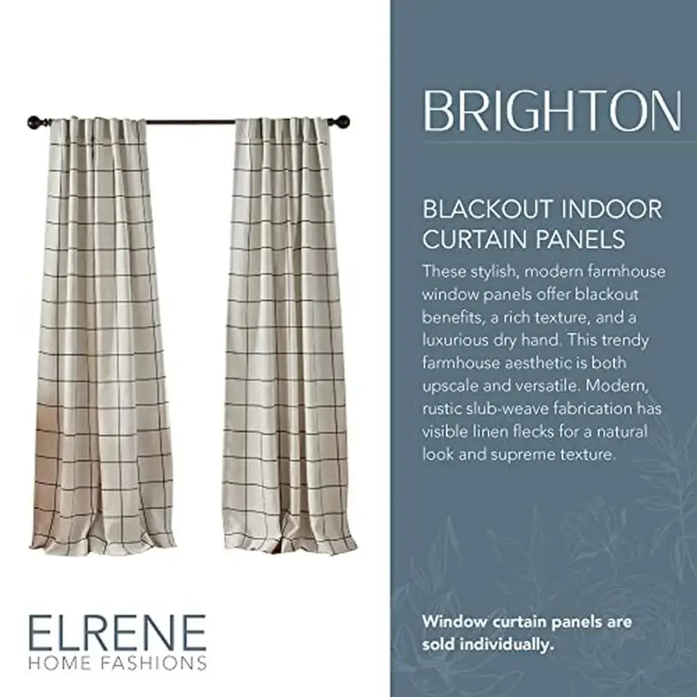 Brighton Plaid Blackout Window Curtain Rustic Farmhouse Style Panel
