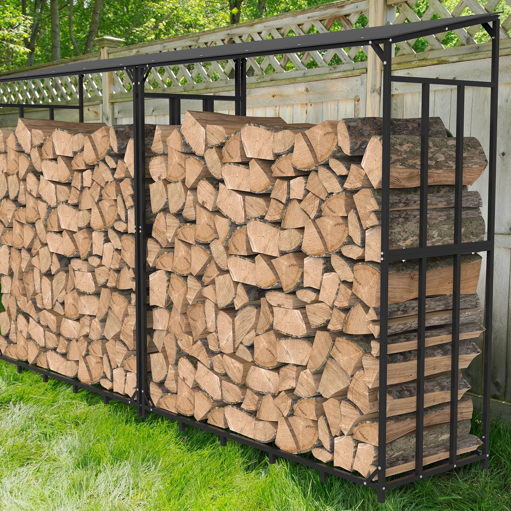 Tall Outdoor Firewood Rack with Cover