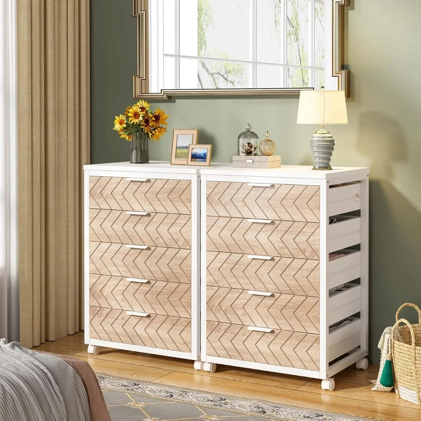 Office Cabinet with Drawers & Wheels