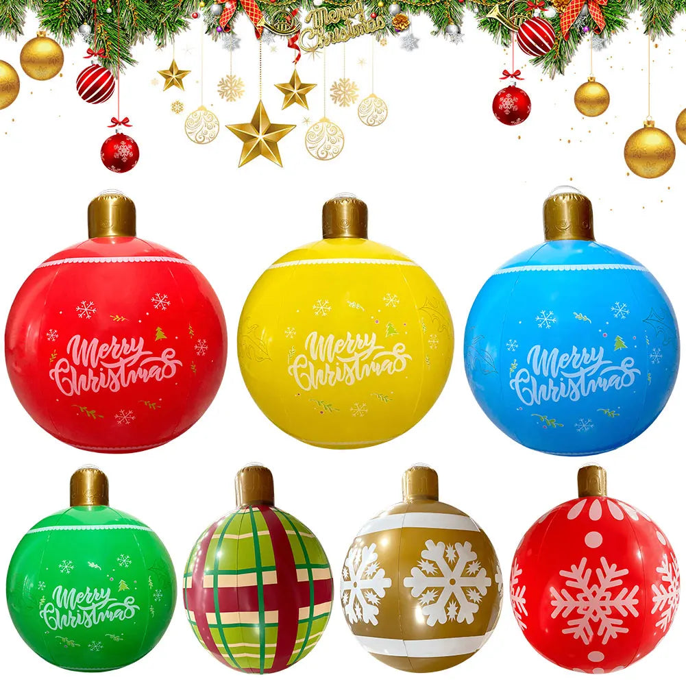 24 Inch Giant Inflatable Christmas Ball Large Outdoor Decorated