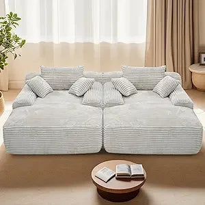 Boneless Couch Deep Seat with 3 Pillows