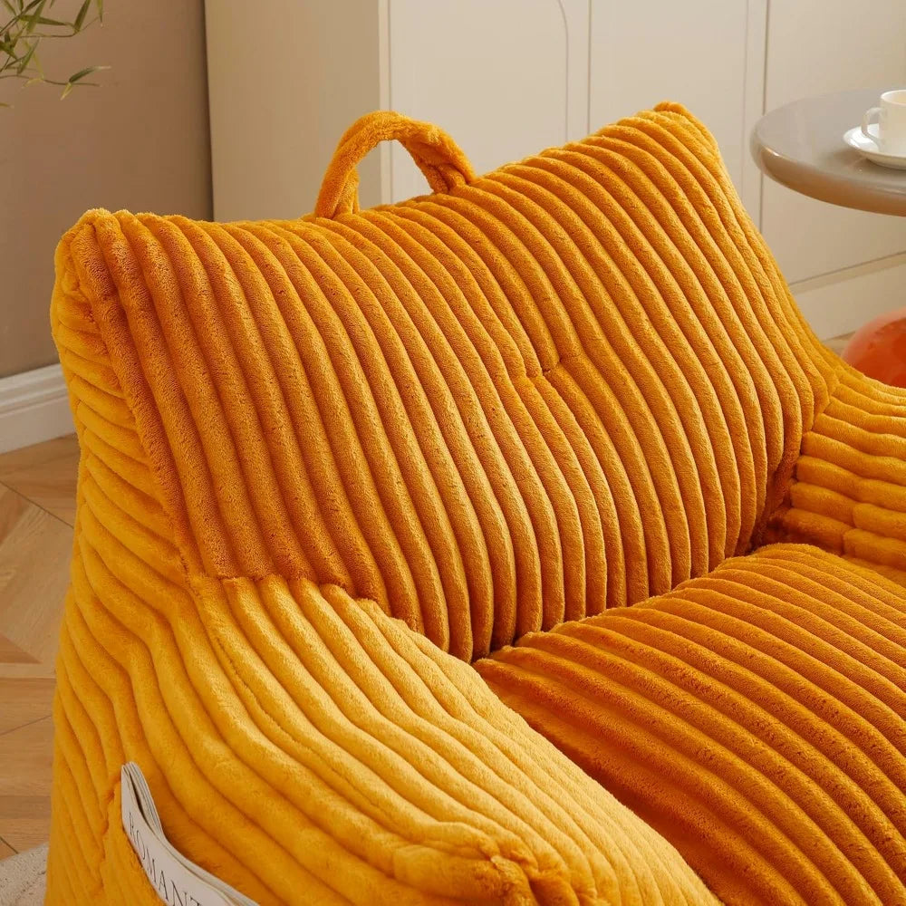 Corduroy Bean Bag Chair with Ottoman Comfy Floor Sofa for Reading