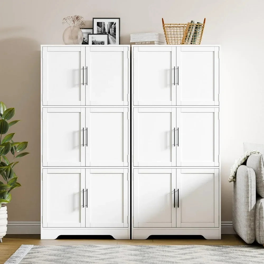 68.5" Pantry Storage Cabinet with 6 Doors and 3 Shelves