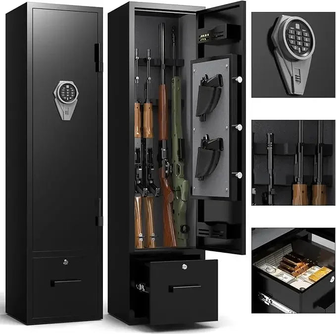 5-Gun Capacity Safe with Drawer And Removable Shelf
