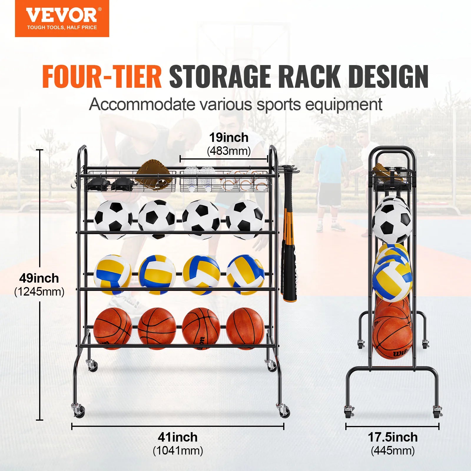 4-Layers Basketball Rack  Shooting Training Stand with Wheels