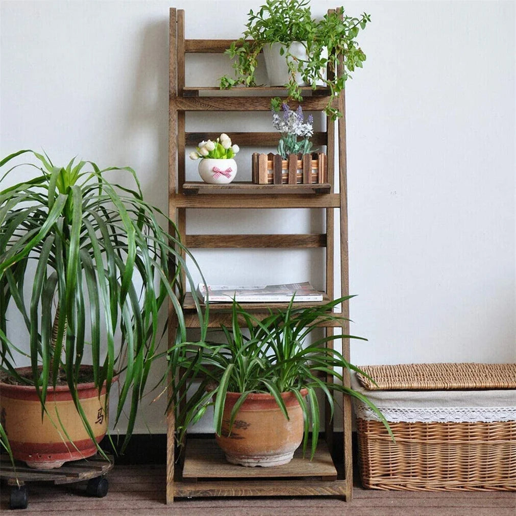 Folding 4 Tier Ladder Shelf, Plant Flower Display Rack