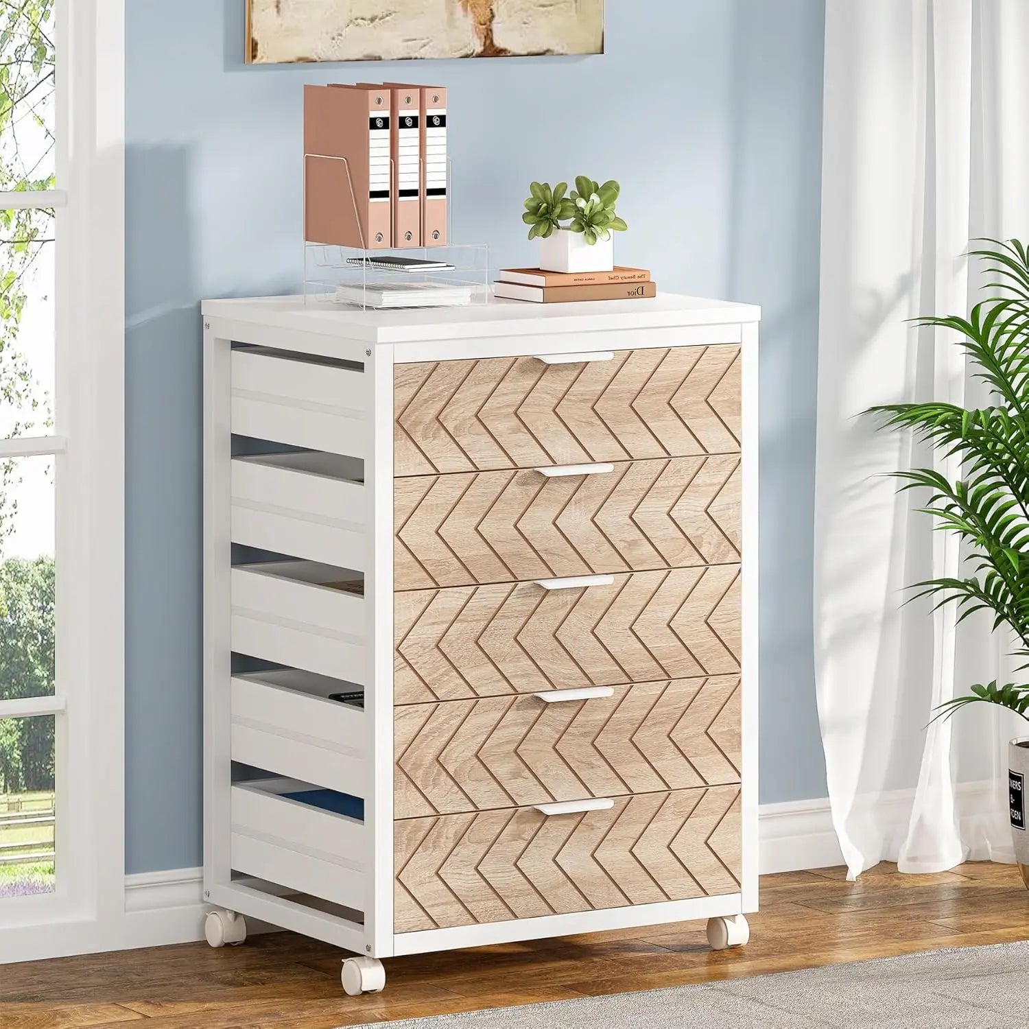 Office Cabinet with Drawers & Wheels